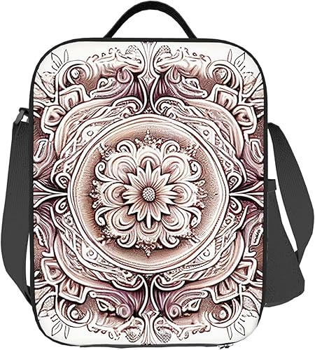 Miniatura 10 de Lonchera con diseño de flores en color verde azulado claro, aislada, reutilizable, bolsa de almuerzo para mujeres y hombres, trabajo, picnic,