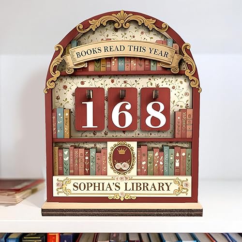 Miniatura 13 de Letrero Personalizado de Libros Leídos, Contador de Libros Leídos Este Año, Decoración de Biblioteca, Letrero de Seguimiento de Libros para