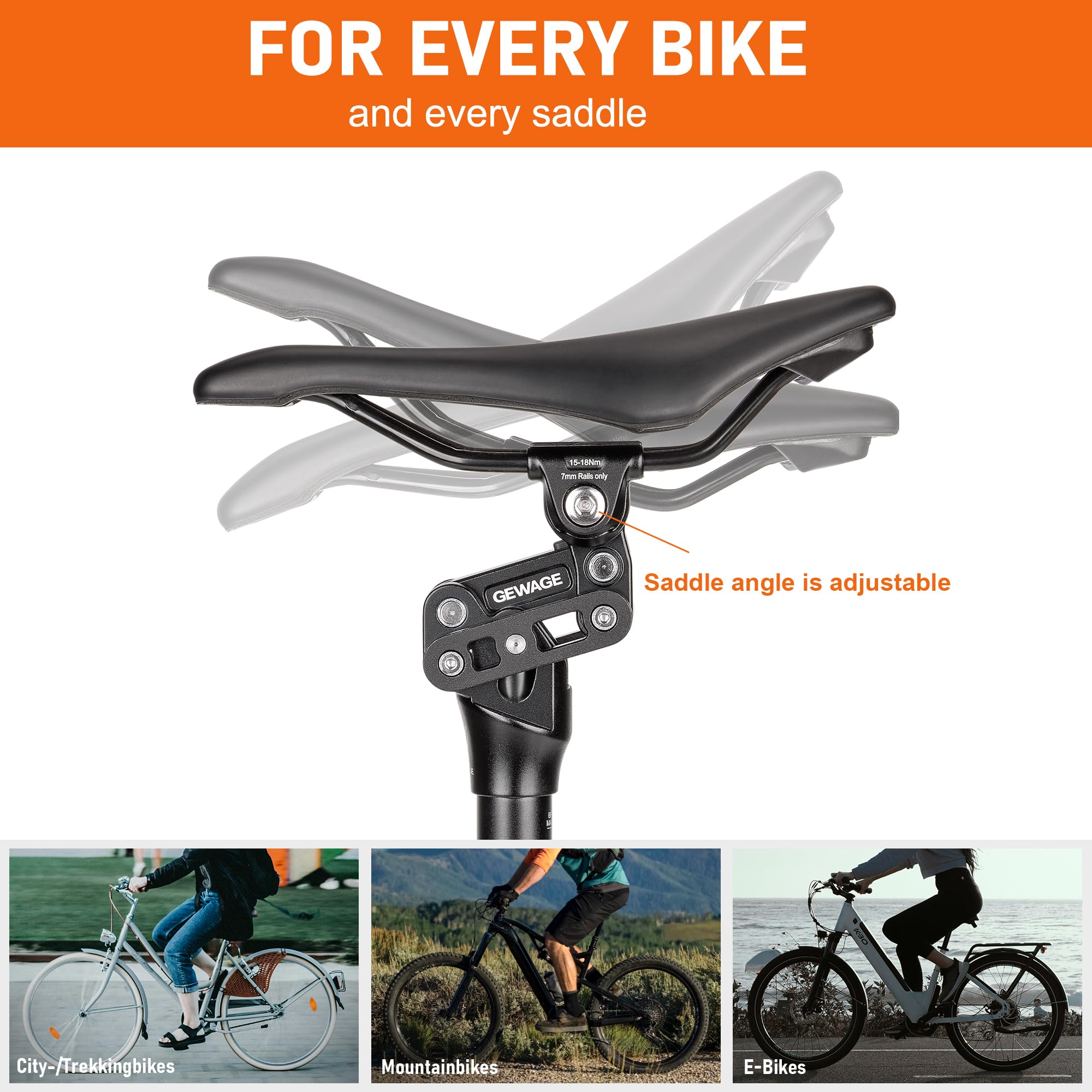 GEWAGE Sattelstütze Gefedert 350 mm, Parallelogramm Federsattelstütze mit 40 mm Federweg, Gefederte Sattelstütze aus 6061 Aluminium, für E-Bike, Trekkingrad, MTB, Citybike