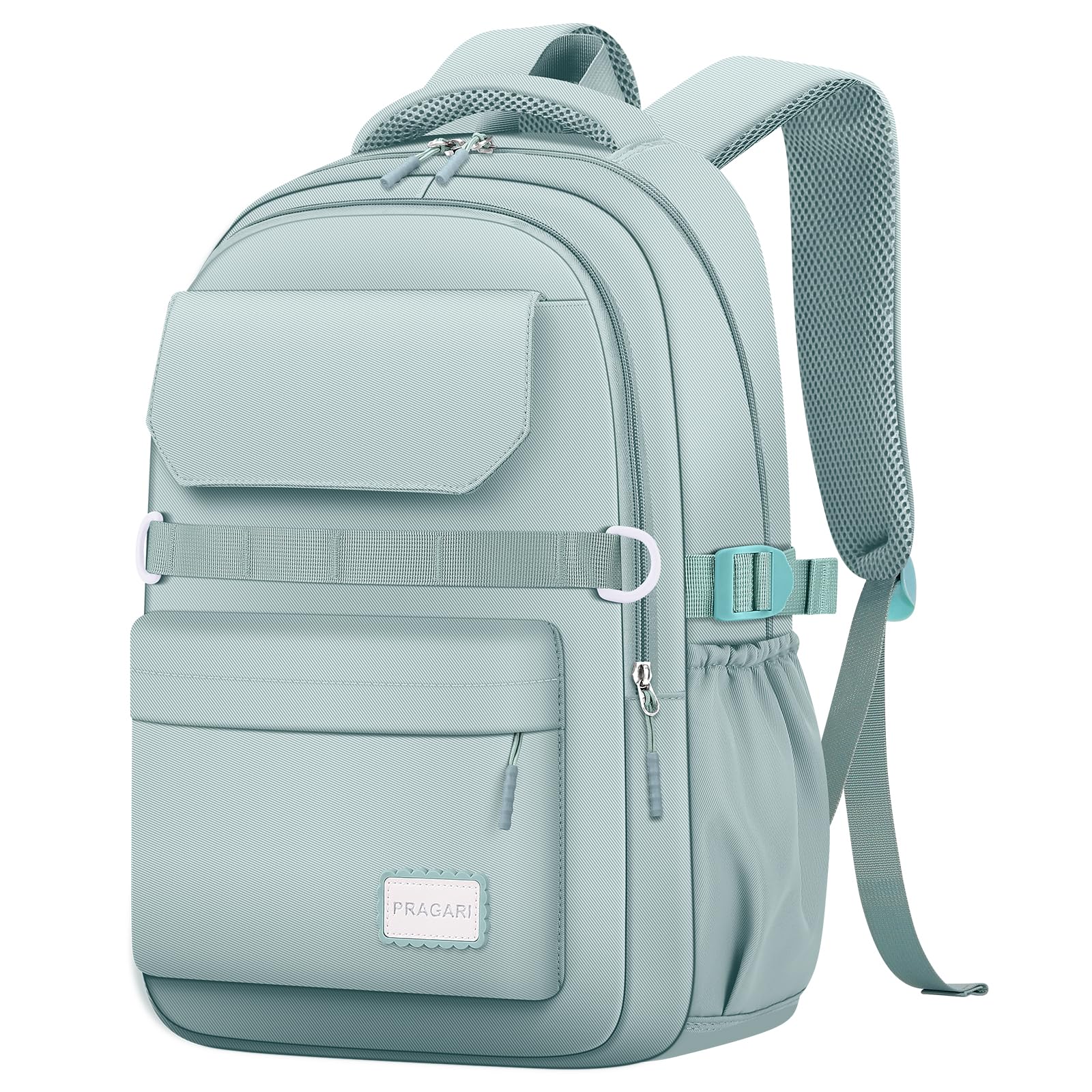 PRAGARI Kids School Backpack for Teens Girls Aesthetic Green Backpack Lightweight College Laptop Casual Travel Bookbag