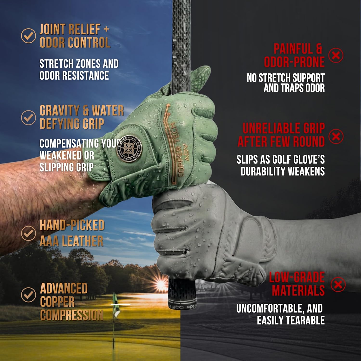 Copper Advanced Tech 2.0 Golf Gloves Men Right Handed Golfer Or Left Handed Golfer | Joint Support Copper Compression Mens Golf Glove - Image 4