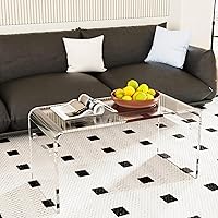 Vista 1 de 32inch Premium Clear Acrylic Rectangle Coffee Table for Living Room,Mid Century Transparent Waterfall Lowtea Table, Middle Size Table (32"x16"x16")