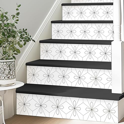 funlife 14 calcomanías de vinilo autoadhesivas para escaleras de pelar y pegar, decoración de murales para escaleras, 39.37 x 7.09 pulgadas, diseño