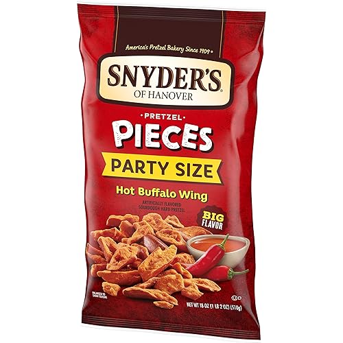 Miniatura 10 de Snyders of Hanover Piezas de pretzel ala de búfalo caliente tamaño de fiesta 18 onzas