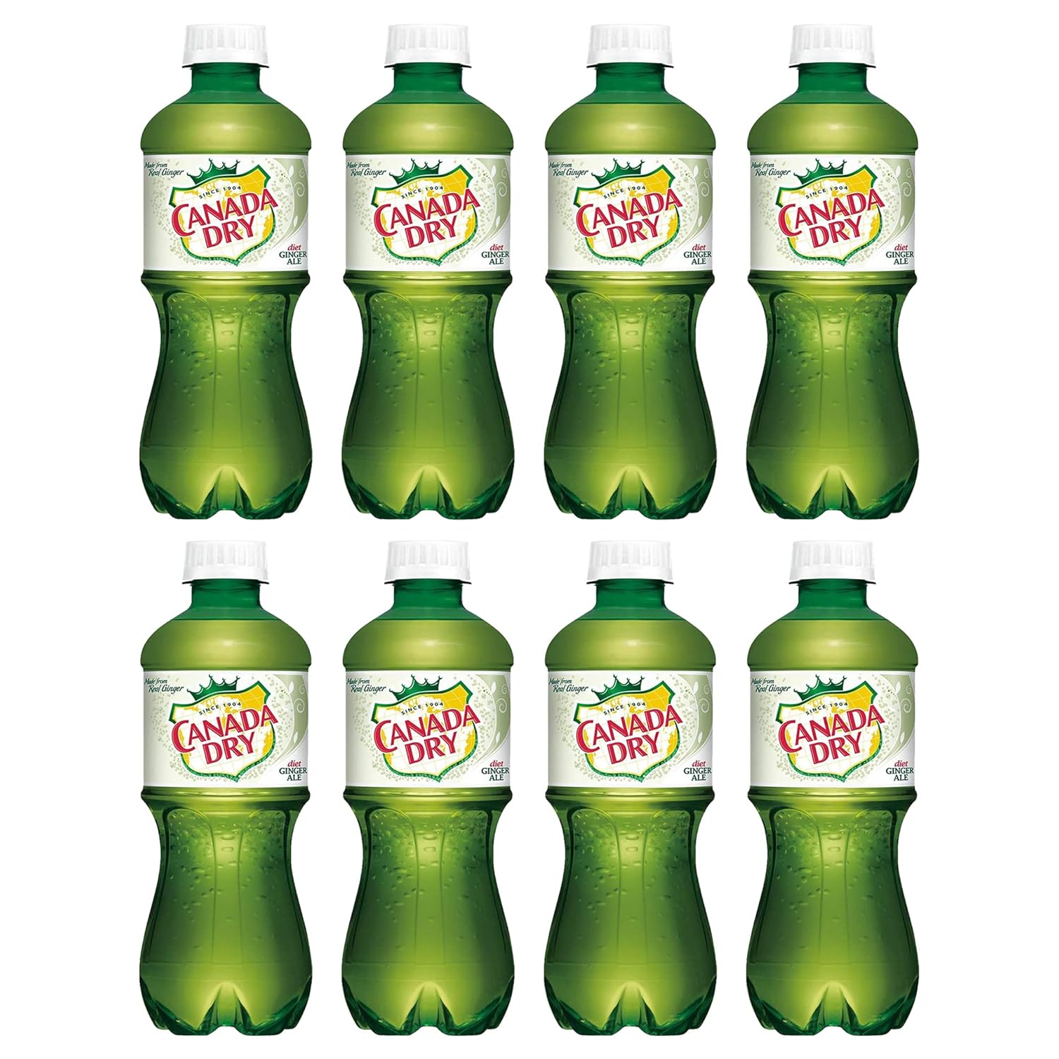 BEEQ (Pack of 8) Canada Dry Zero Sugar Ginger Ale Soda, 20-oz. Bottles