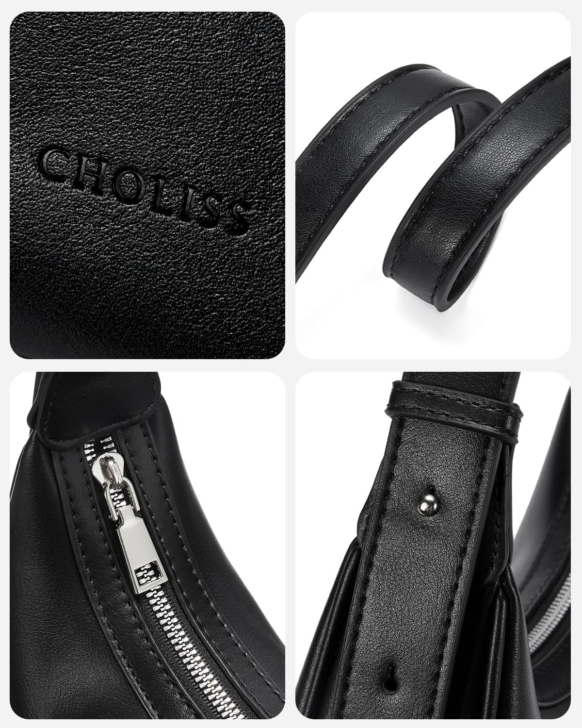 CHOLISS Shoulder Bag for Women RFID Vegan Leather Crescent Hobo Bag Clutch Underarm Purse Top-Handle Travel Handbags - Image 6