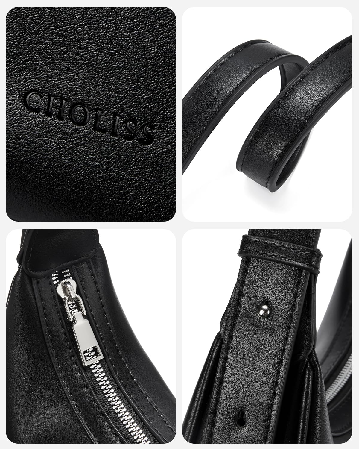 CHOLISS Bolso de hombro para mujer, de piel vegana RFID, con diseño de media luna, bolso de mano para las axilas, bolso de mano de viaje con asa superior