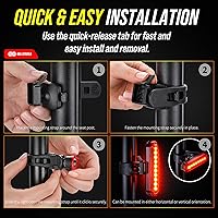 Vista 6 de BLITZU Paquete de 2 luces traseras de bicicleta recargables USB-C, accesorios brillantes para bicicleta trasera de ciclismo, accesorios