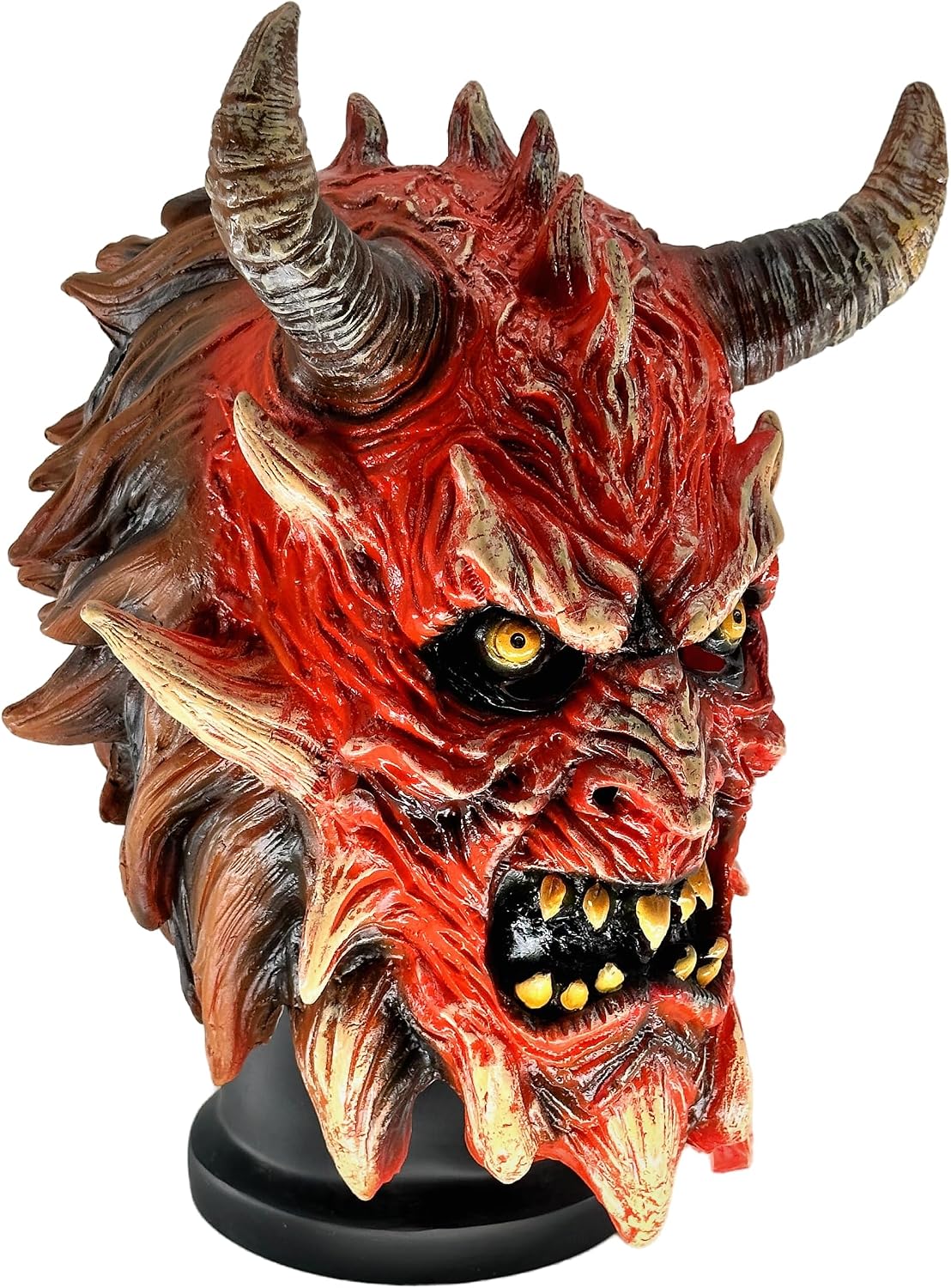 Realistic Latex Red Devil Mask for Halloween, Cosplay & Party | High‑quality latex construction Detailed horns easy breathing Soft forehead sponge padding Ideal for Halloween and cosplay