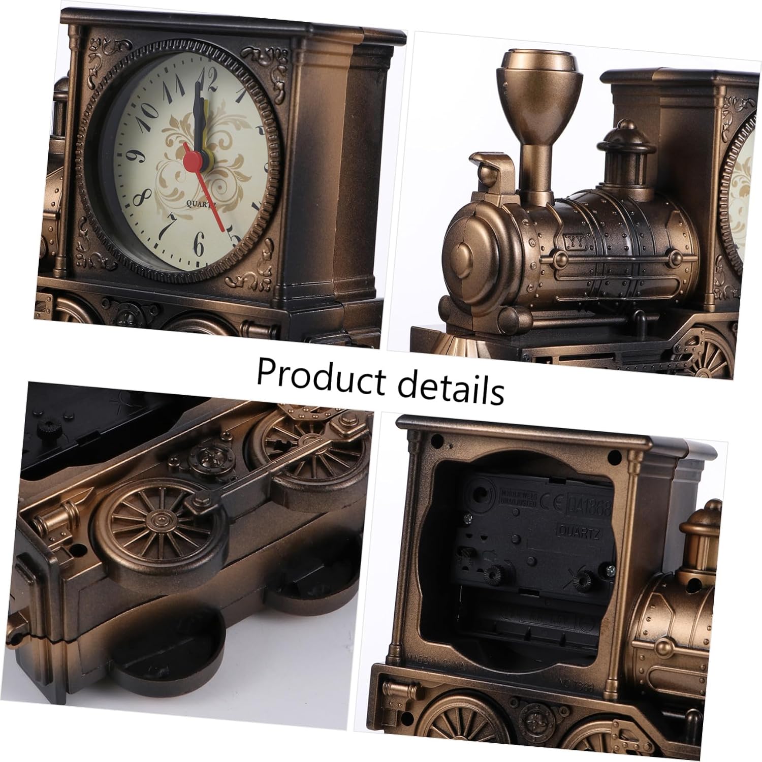 Alipis Train Model Alarm Clock Decorative Plastic Space Saving Golden image 3