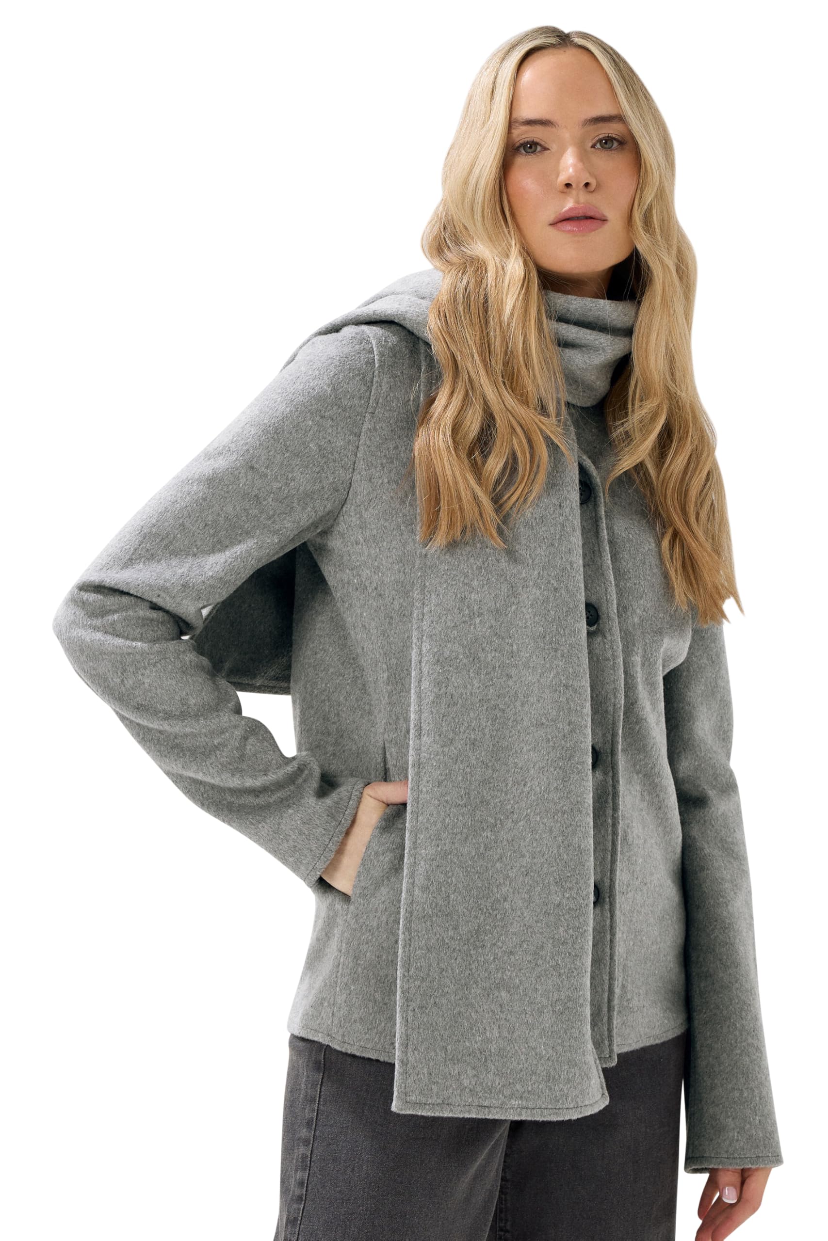 Lts Women's Grey Tall Formal Scarf Coat Size 18