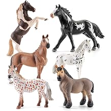 6PCS 6" Horse Toys for Kids, Realistic Horse Figurines Toy Set Solid Plastic Farm Animal Figurines for Toddlers 3-5, Horse Cake Toppers & Party Favors for Boys Girls