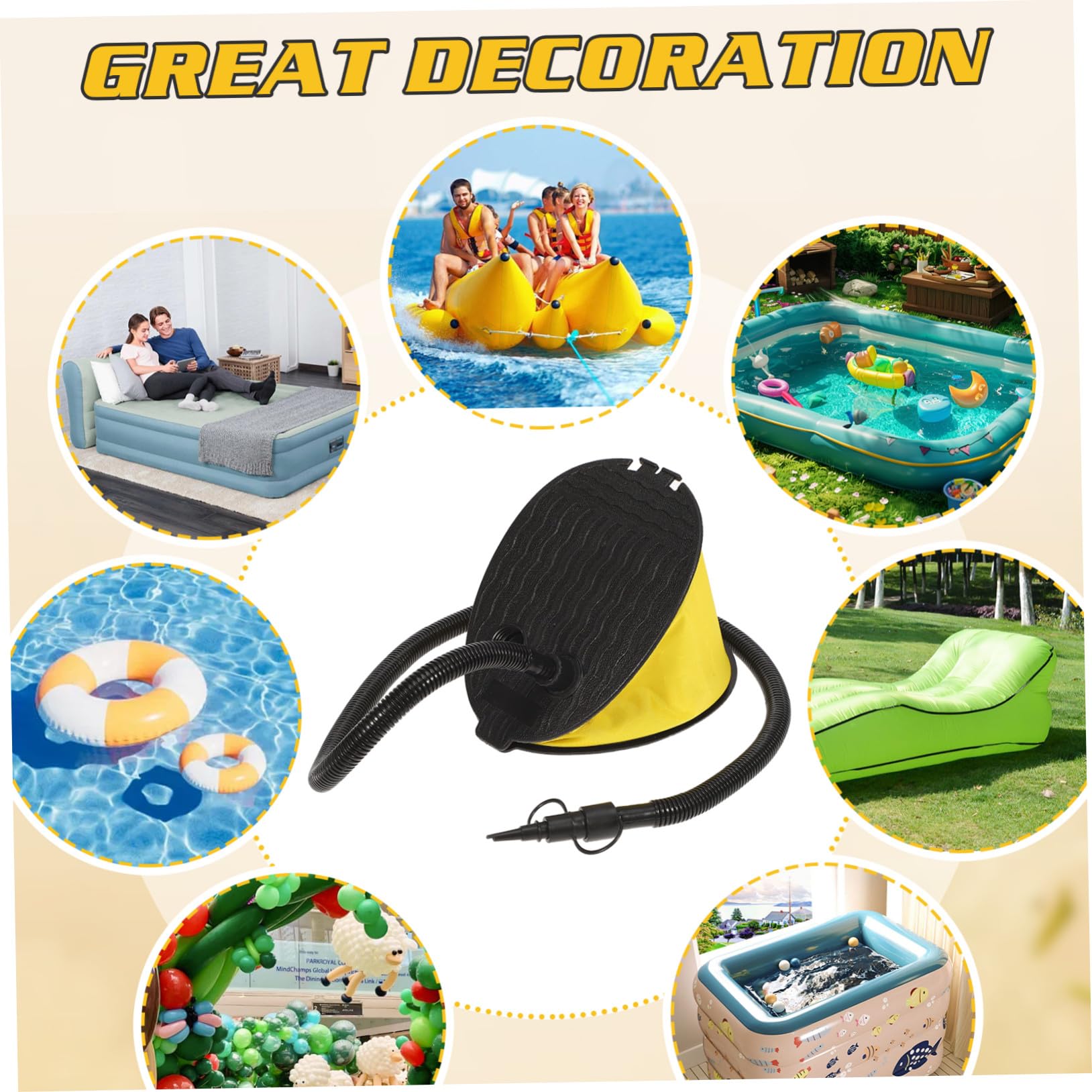 Ciieeo 2 Stück Fußpumpe Balgpumpe mit Adaptern für Luftmatratze Camping Yoga Ball Matratze Schnell Aufblasen und Entleeren ohne Strom Tragbar und Robust