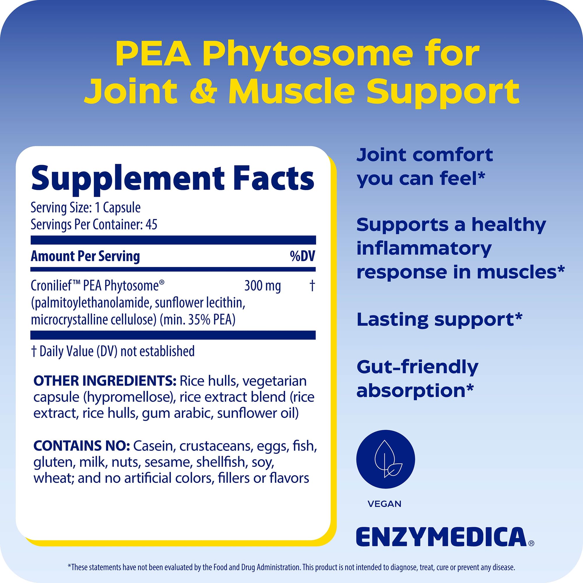 Enzymedica Joint & Muscle Pea Phytosome for Men & Women - 45 Capsules — Amazon image 2