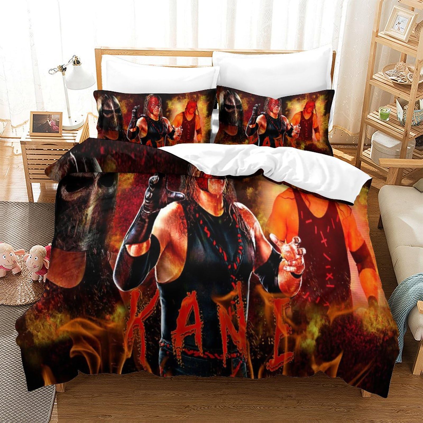 HONGBING Wrestling Quilt Cover for Teens And Adults Comforter Covers Duvet Cover 3D Print Sports with Zipper Closure Bedding Set Soft Microfiber with Pillow Cases 3 Pieces Single（140x200cm）