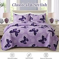 Vista 2 de ARTALL Juego de edredón de 2 piezas con estampado de mariposas, microfibra suave, ligera, colcha para cama, cubrecama, manta para arrojar con 1