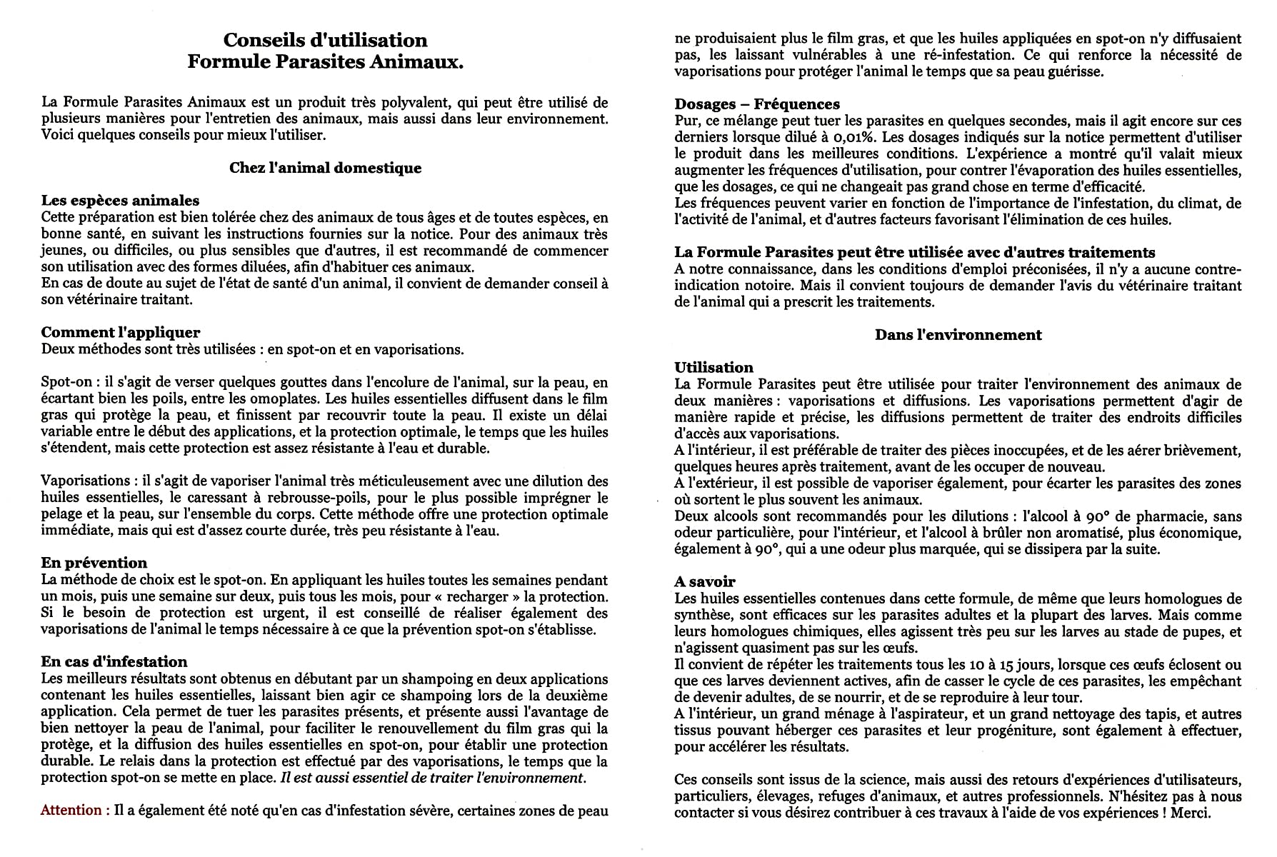 Fórmula contra parásitos de animales