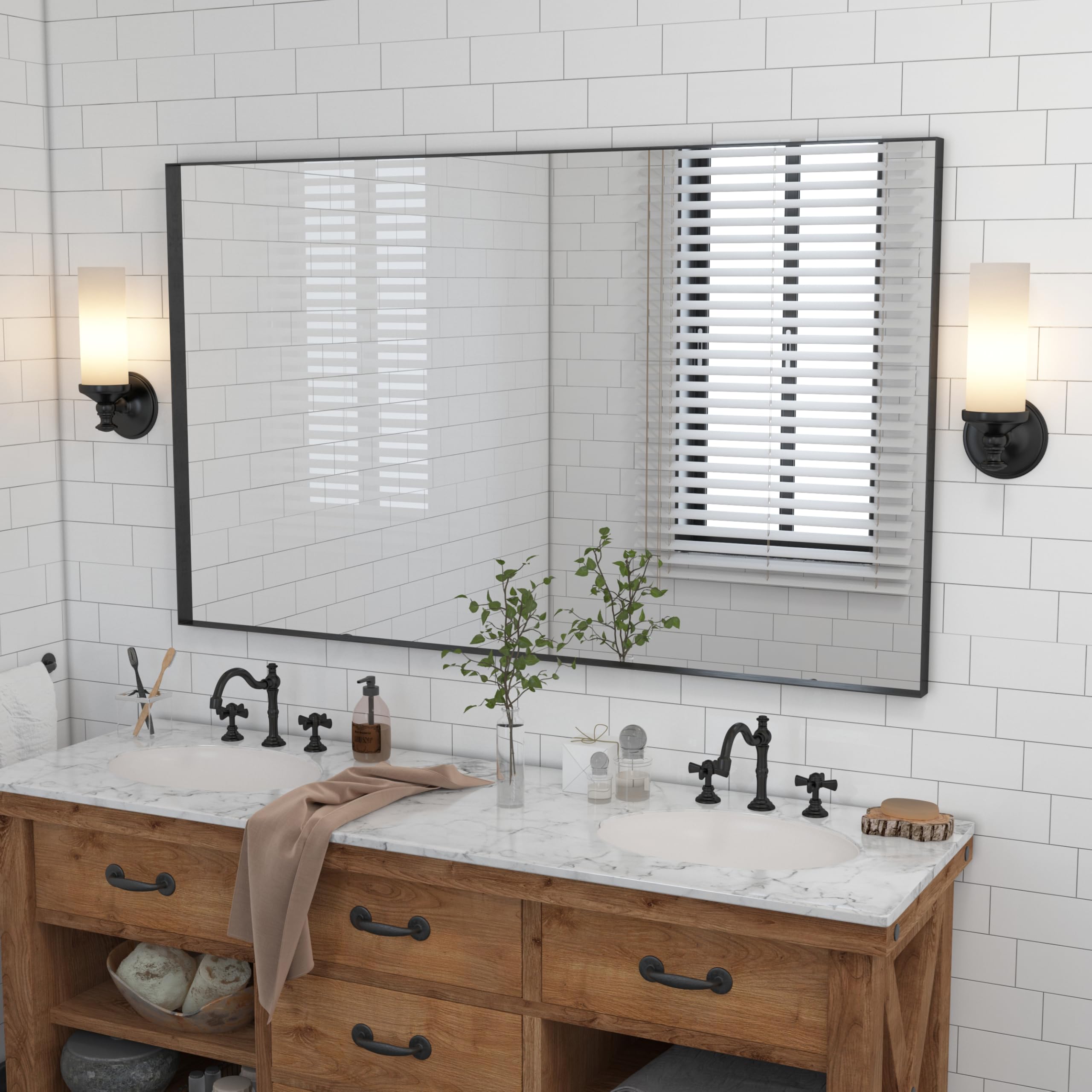 Amazon.com: VocalStar 55 x 36 Inch Black Metal Framed Bathroom