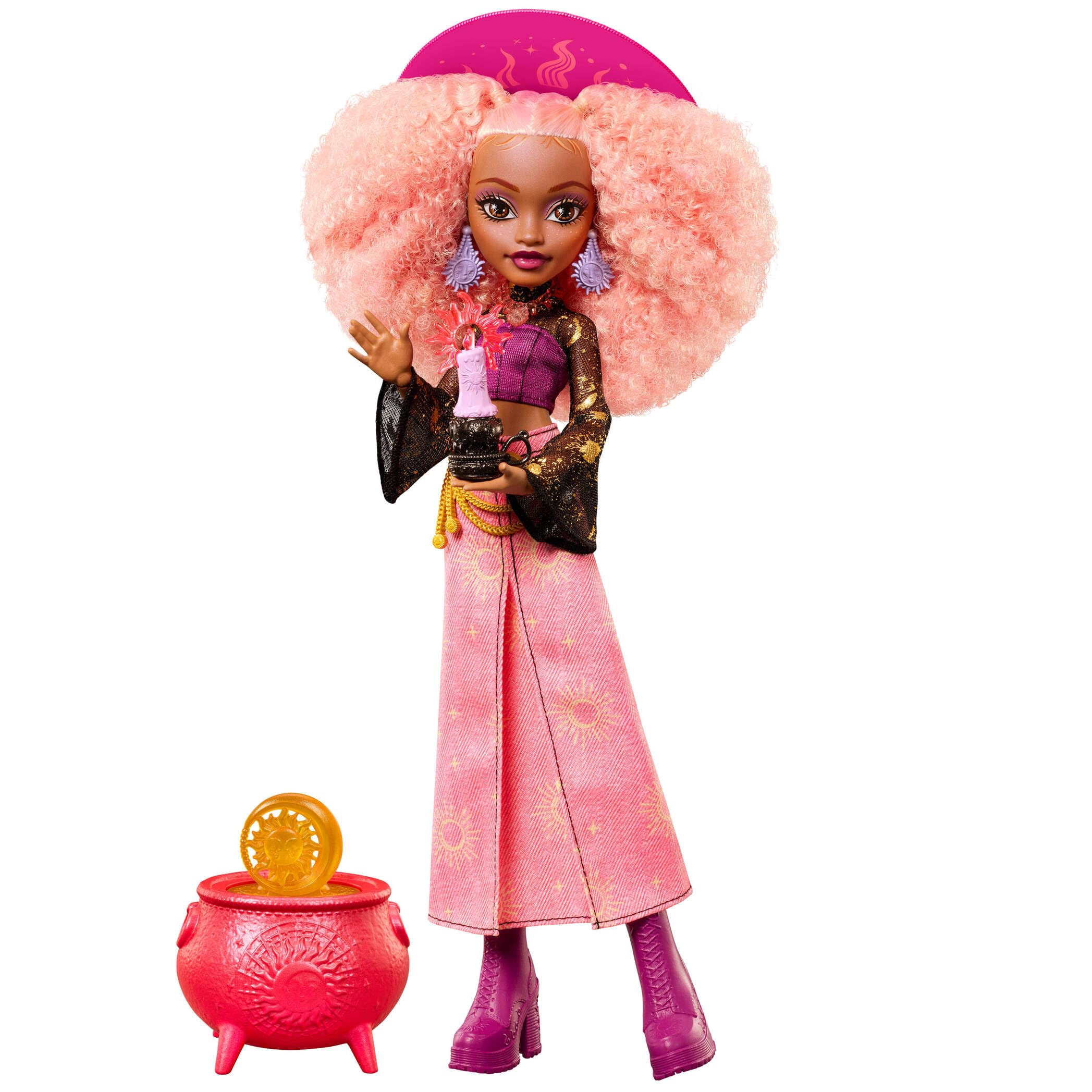 Monster High Doll, Moonspell Magic Rae Lumina The Sun Witch with Cauldron Surprise & Accessories like Candle & Spellbook, JMB91