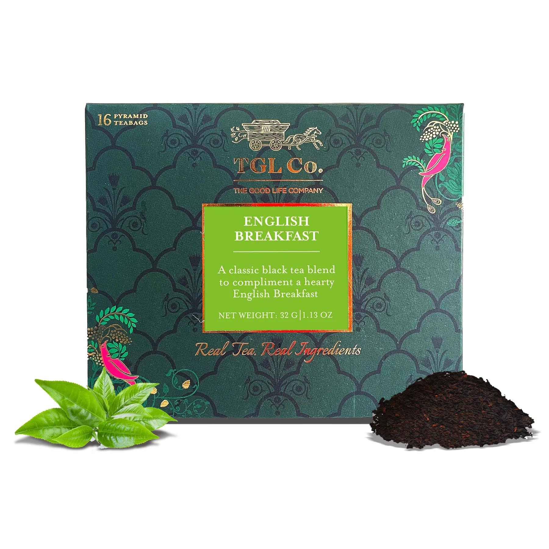 TGL Co. Pure English Breakfast BlackTea |16 Black Tea Bags | Rich & Strong Taste | International flavours | Easy to use