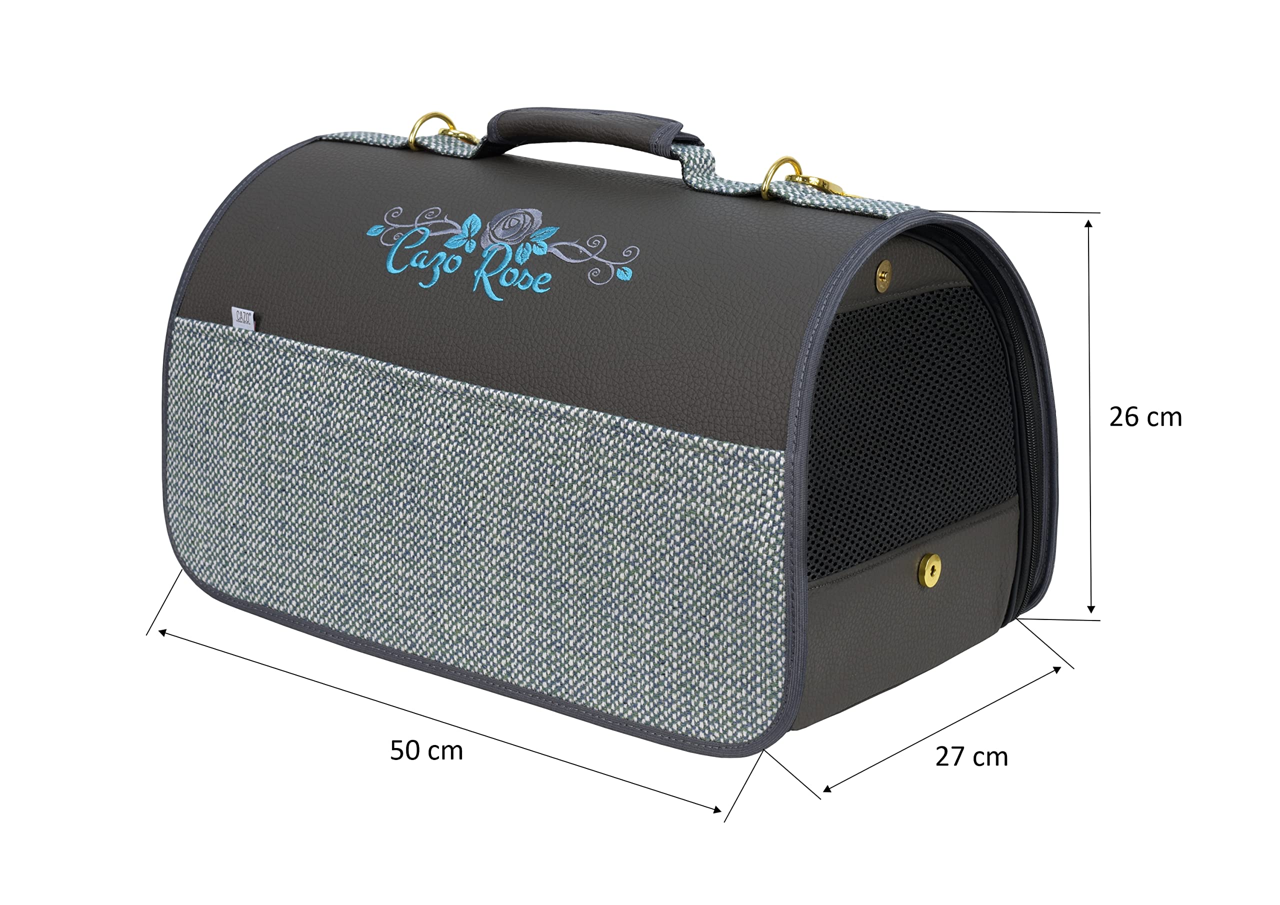 Transporter CAZO Blue Rose dla psa lub kota 50 x 27 x 26 cm, kolor szary, elegancki, LBR0901