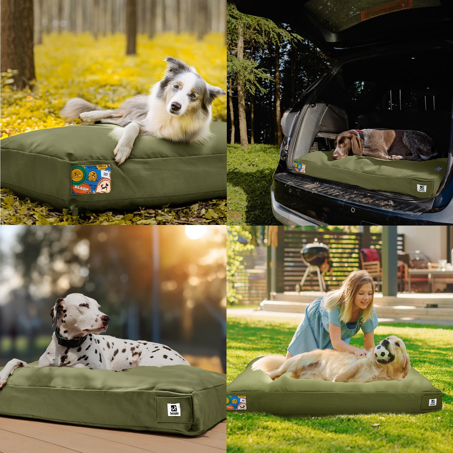 Sytopia 36 Inch Waterproof Canvas Outdoor Dog Bed for Large and Medium Dogs, Washable Removable Cover, Indoor Outdoor Patio Pet Pad, Dark Grey - image 7