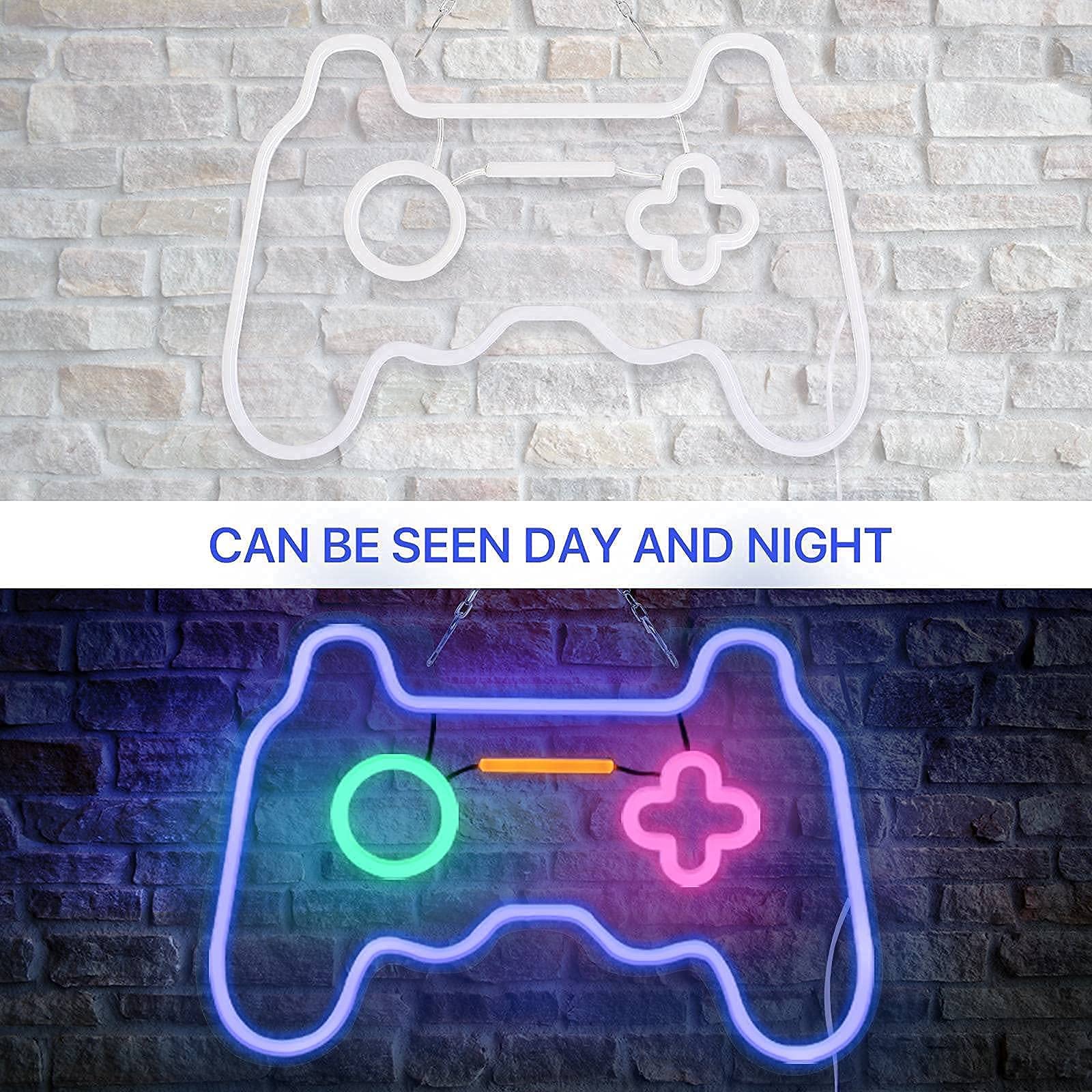 SOLIDEE Neon Gamepad Neon LEDAlimenté par USB Enseigne Lumineuse Decor Gaming Cool Néon pour Chambre Salle de Jeux Bar Enfants Cadeau Décoration de Fête
