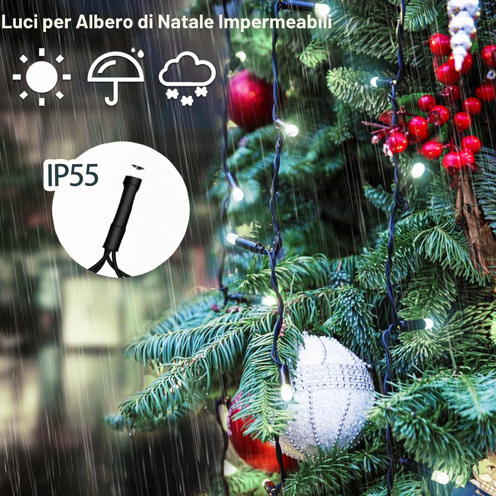 aneeway Ghirlanda luminosa natalizia bianca fredda, 2 m 410 LED Fairy Lights 8 modalità di illuminazione, funzione memoria per interni esterni, finestra, Natale, matrimonio, compleanno, casa, camera
