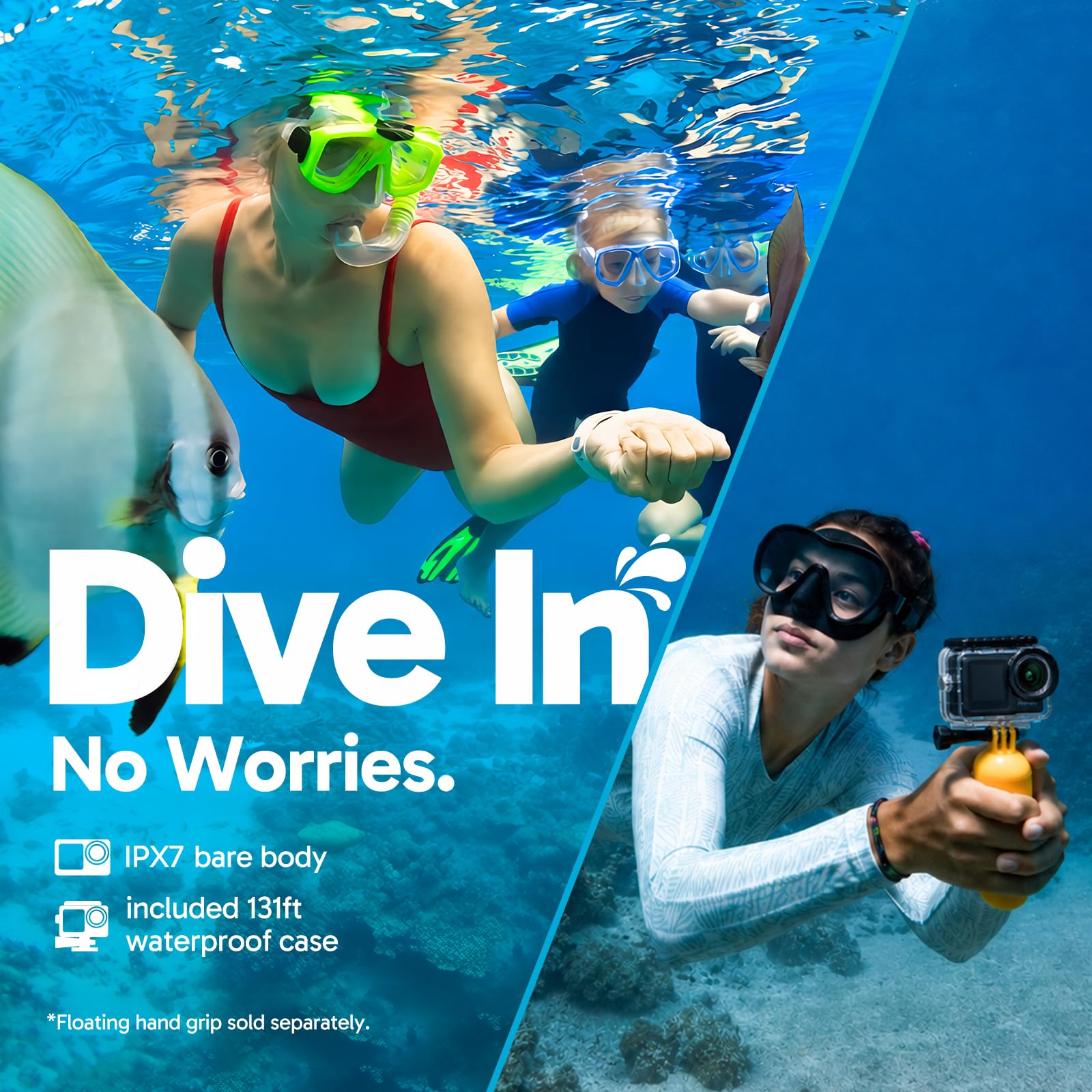AKASO Brave 7 LE Action Cam 4K 30FPS 20MP WiFi, kamera nurkowa 40M z ekranem dotykowym IPX7, kamera stabilizująca EIS 2.0 z podwójnym ekranem i pilotem do pływania, surfowania i nurkowania