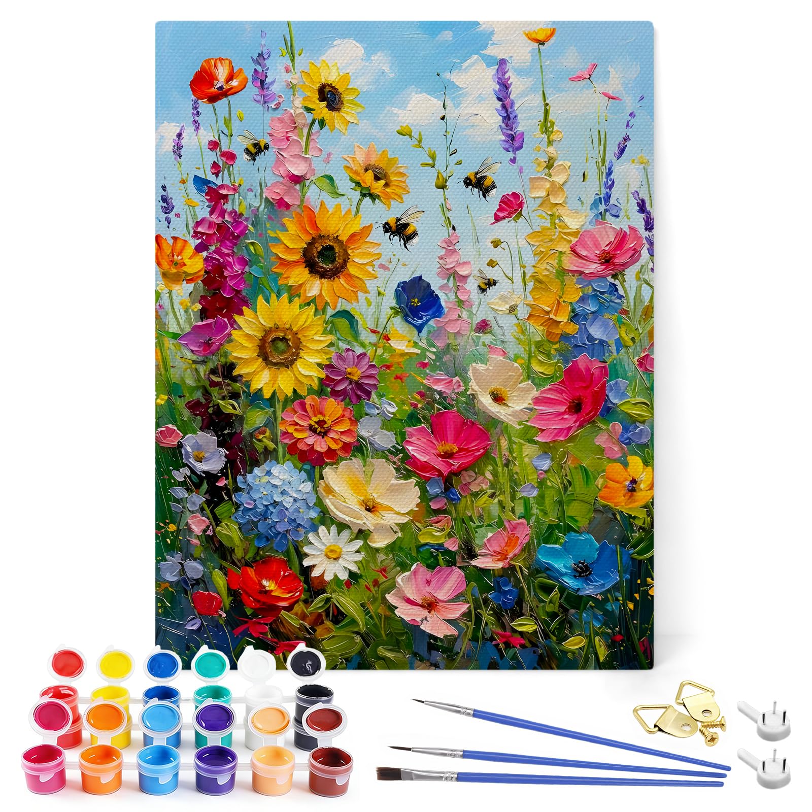 Paint by Numbers for Adults, Flower Painting by Numbers for Adults, Painting Kits for Adults, Adult Paint by Numbers Canvas Kits for Gifts and Home Wall Decor 12x16in