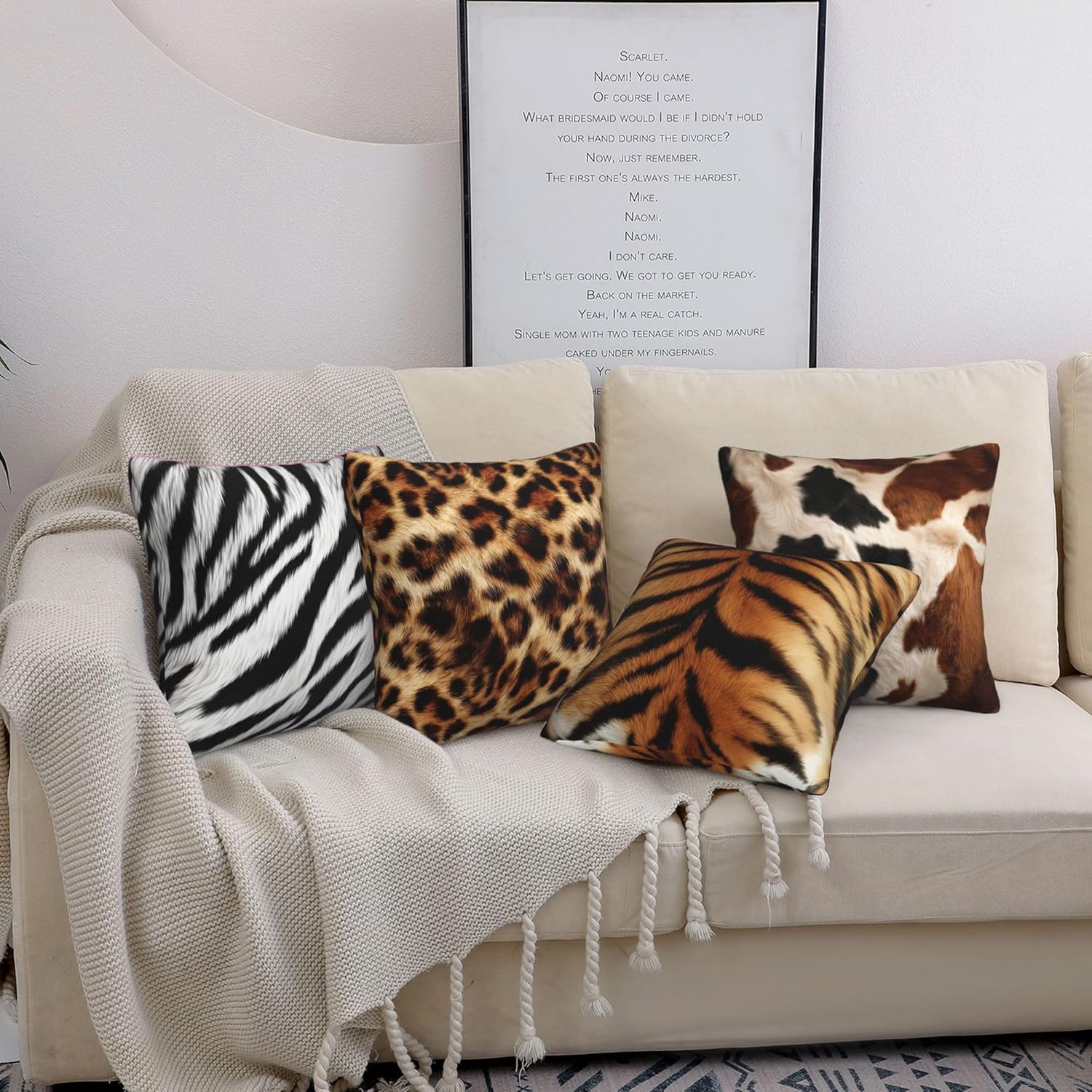 Animal Print Throw Pillow Covers 18 X 18 Inch Set of 4 Decorative Cushion Cover Home Decor for Sofa Chair Couch Bedroom Living Room - Image 5