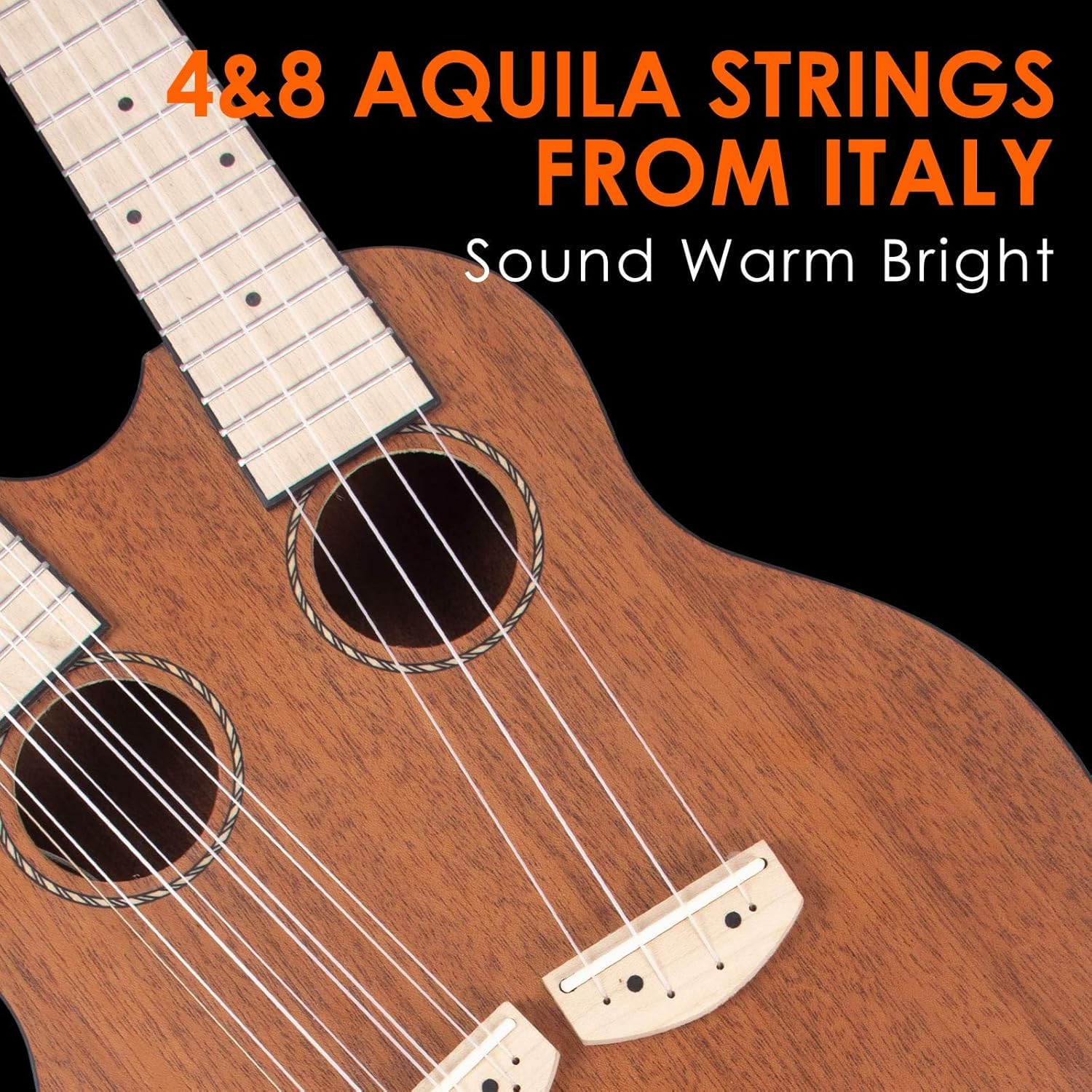 Kmise Double Neck Electric Tenor Ukulele, 4 & 8 String, Mahogany, Professional, Unique Professional Made Dual Neck Headstock with Gig Bag (Double Neck)