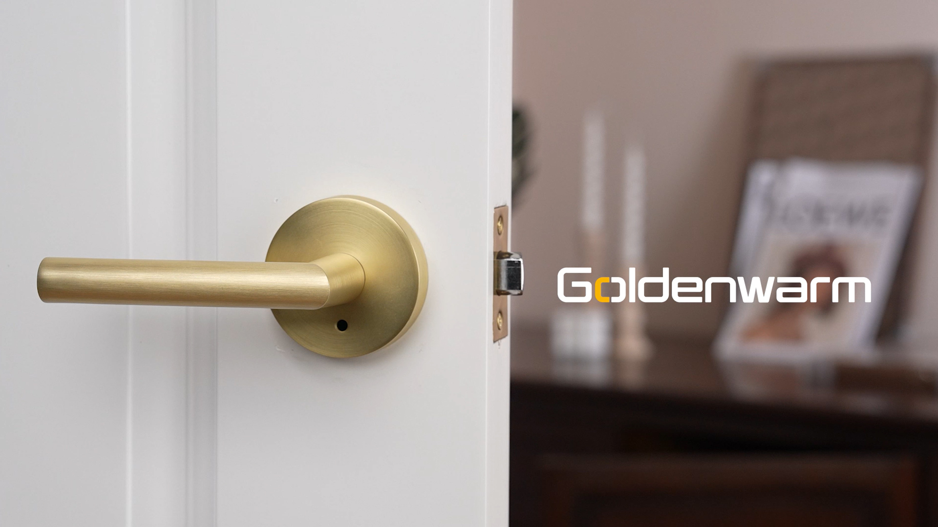 Goldenwarm Gold Door Handles Interior, Privacy Brushed Brass