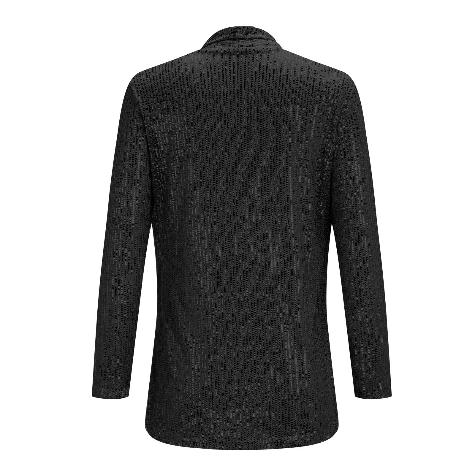 Pailletten Strickjacke Damen, Pailletten Blazer Offen V‑Ausschnitt Jacke