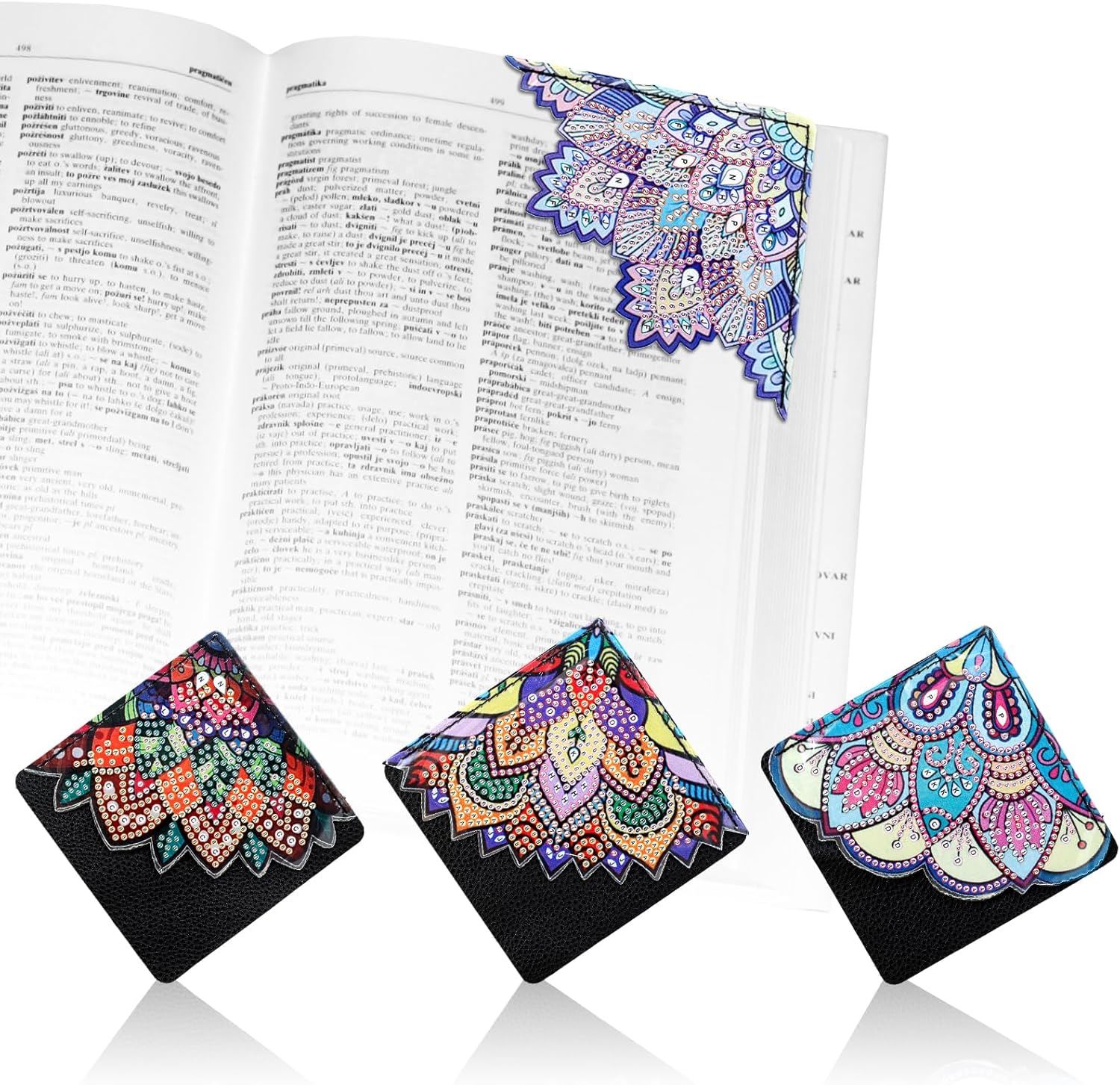 4Pcs Diamond Painting Corner Bookmarks Kit, DIY Diamond Art