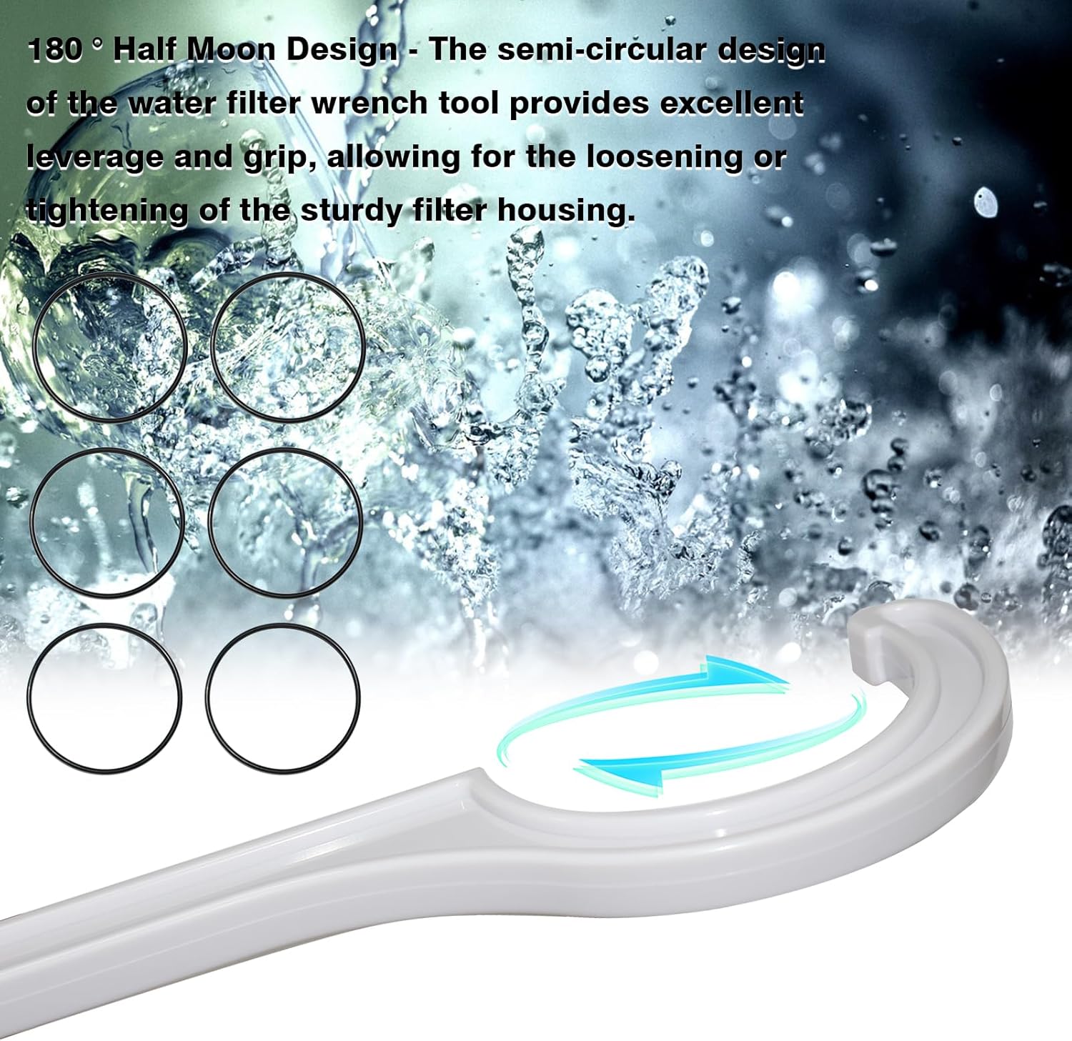 QPQ Water Filter Housing Wrench Set with O-Rings, 2 Wrenches and 6 Replacement Rings, Compatible with APEC Systems