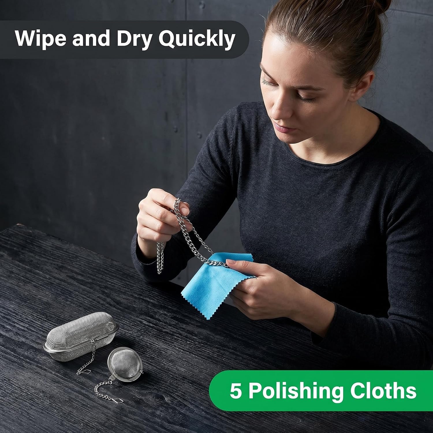 Ultrasonic Jewelry Cleaner Basket Set, Stainless Steel | For Rings, Earrings & Small Parts, Fits Most 2L-3L Ultrasonic & Steam Cleaner, Includes Polishing Cloth