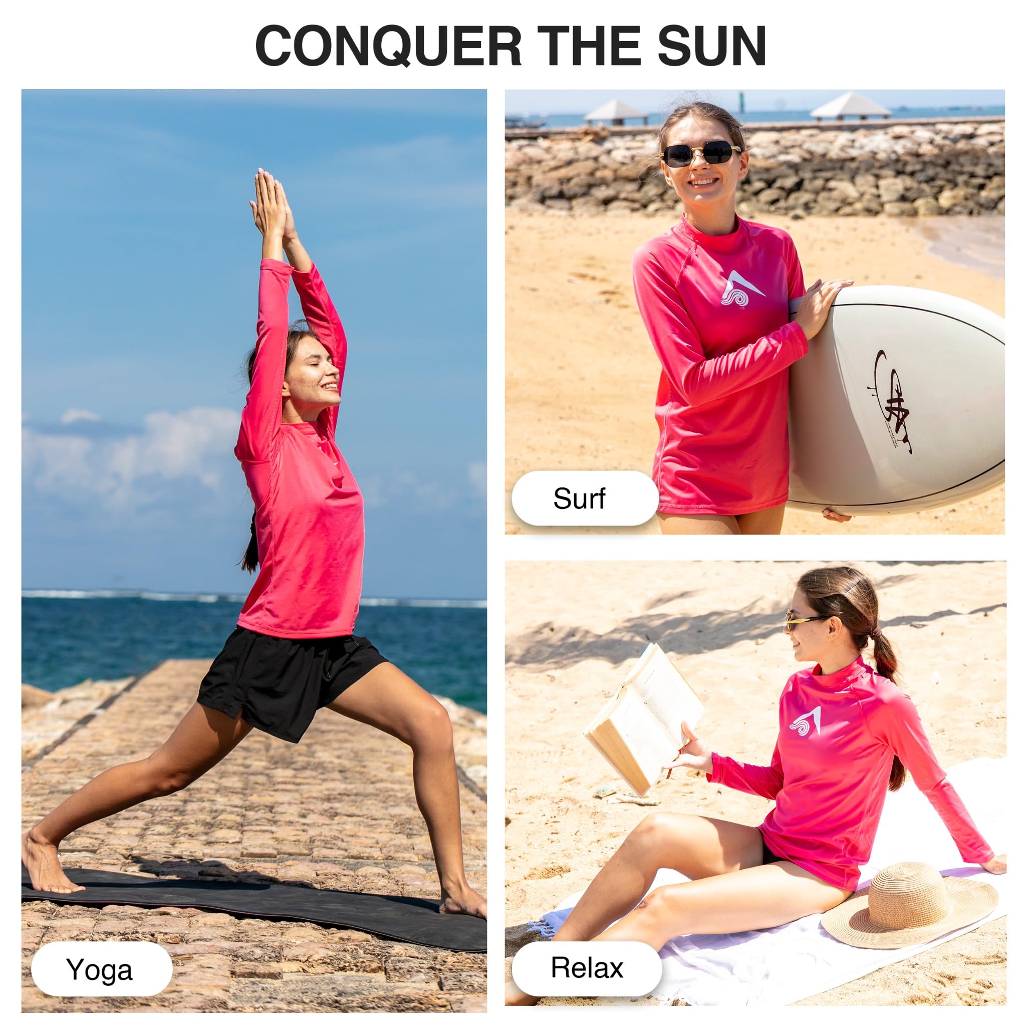 Kanu Surf Keri - Rashguard A Maniche Lunghe UPF 50+ Maglietta Rash Guard Donna (Pacco da 1)