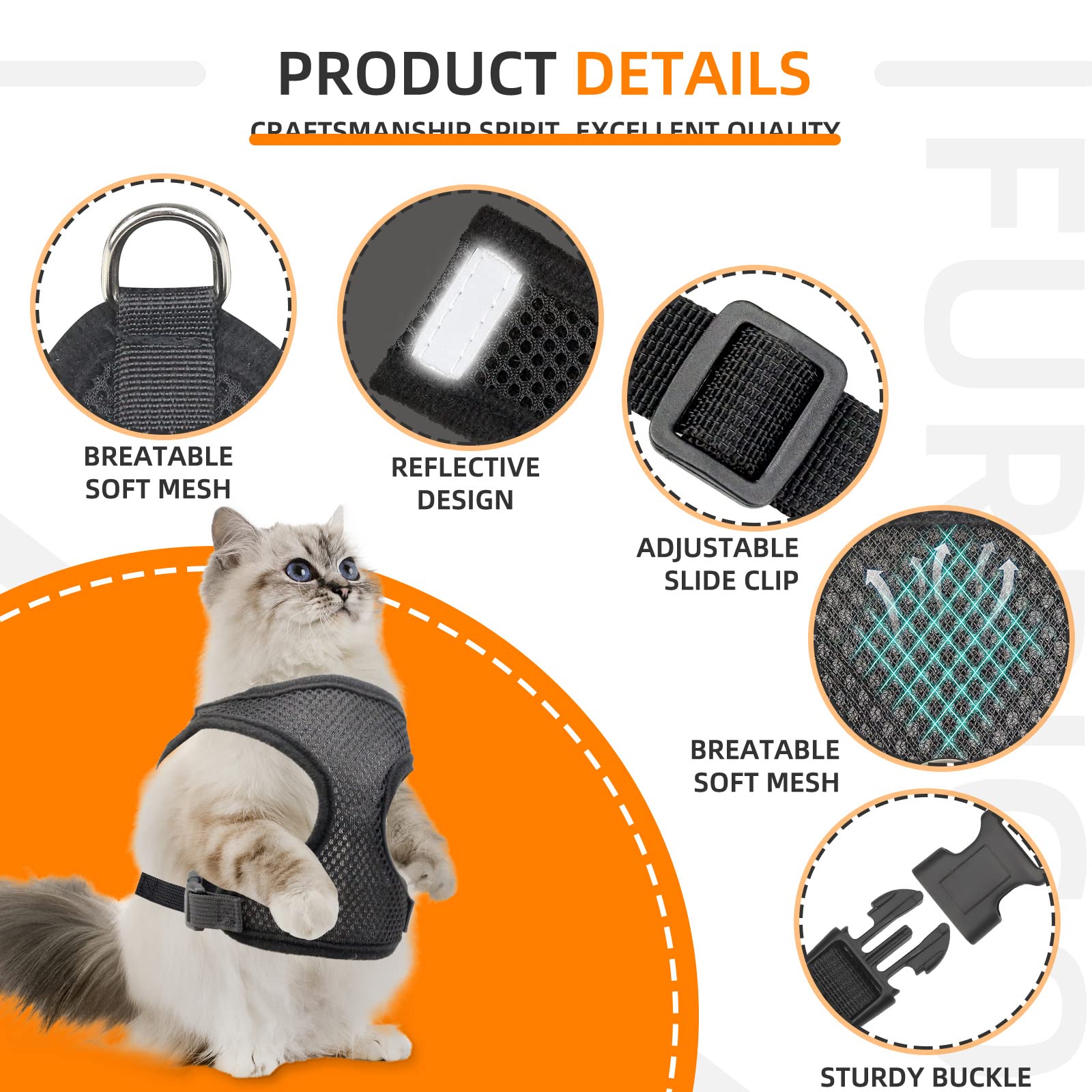 Amazon | AirTag 猫ハーネスとリード 散歩用 統合猫用ベスト 100%防水