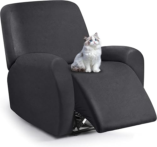 Miniatura 55 de Fundas para sillas reclinables con aspecto de cuero, funda elástica de 4 piezas, funda suave para silla reclinable, protector de muebles lavable