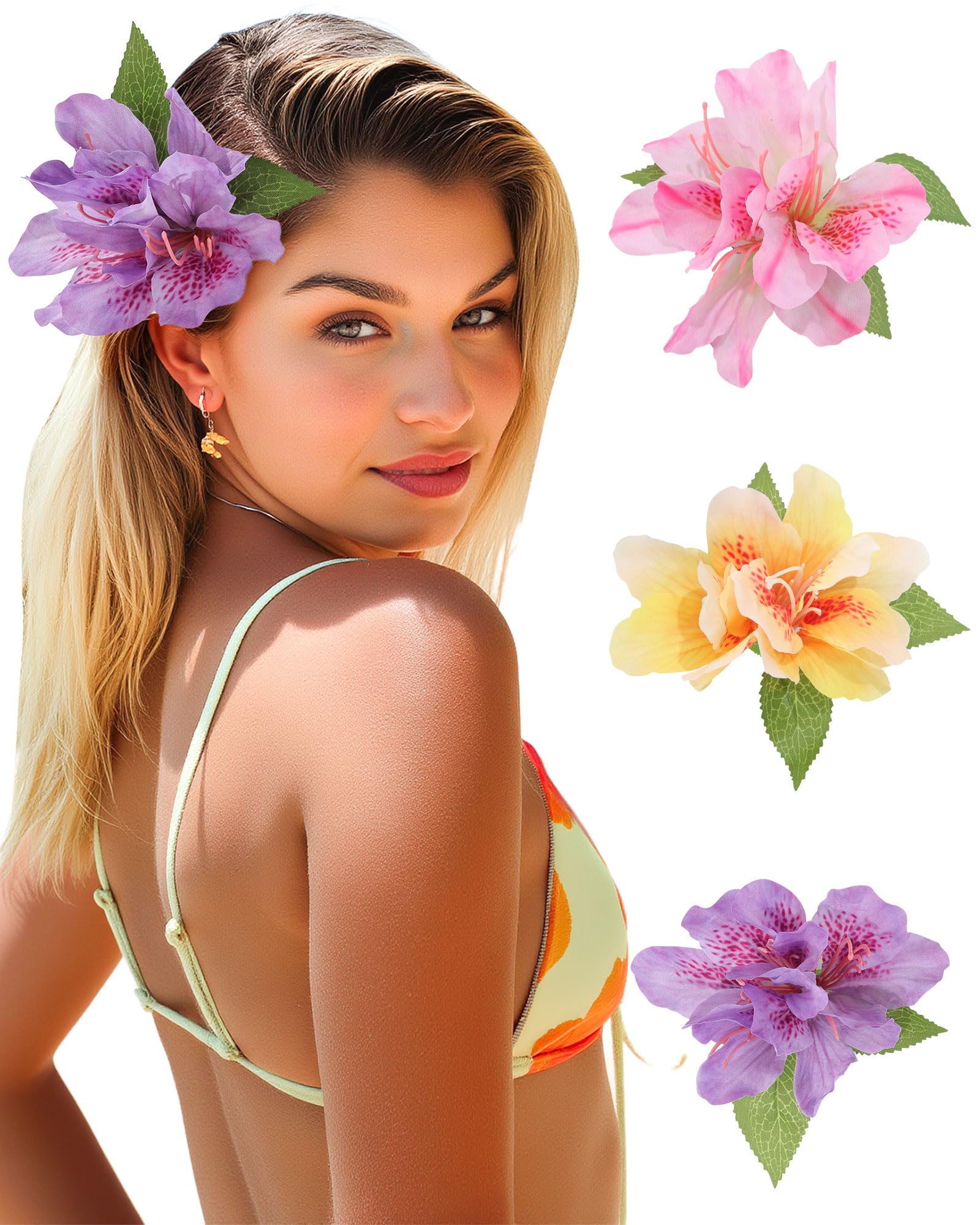 Photo 1 of **MISSING PURPLE CLIP***Molans 3PCS Floral Hair Clips for Women - Spring Summer Flower Bobby Pins with Non-Slip Grip, Cute Bridal Hair Accessories for Girl