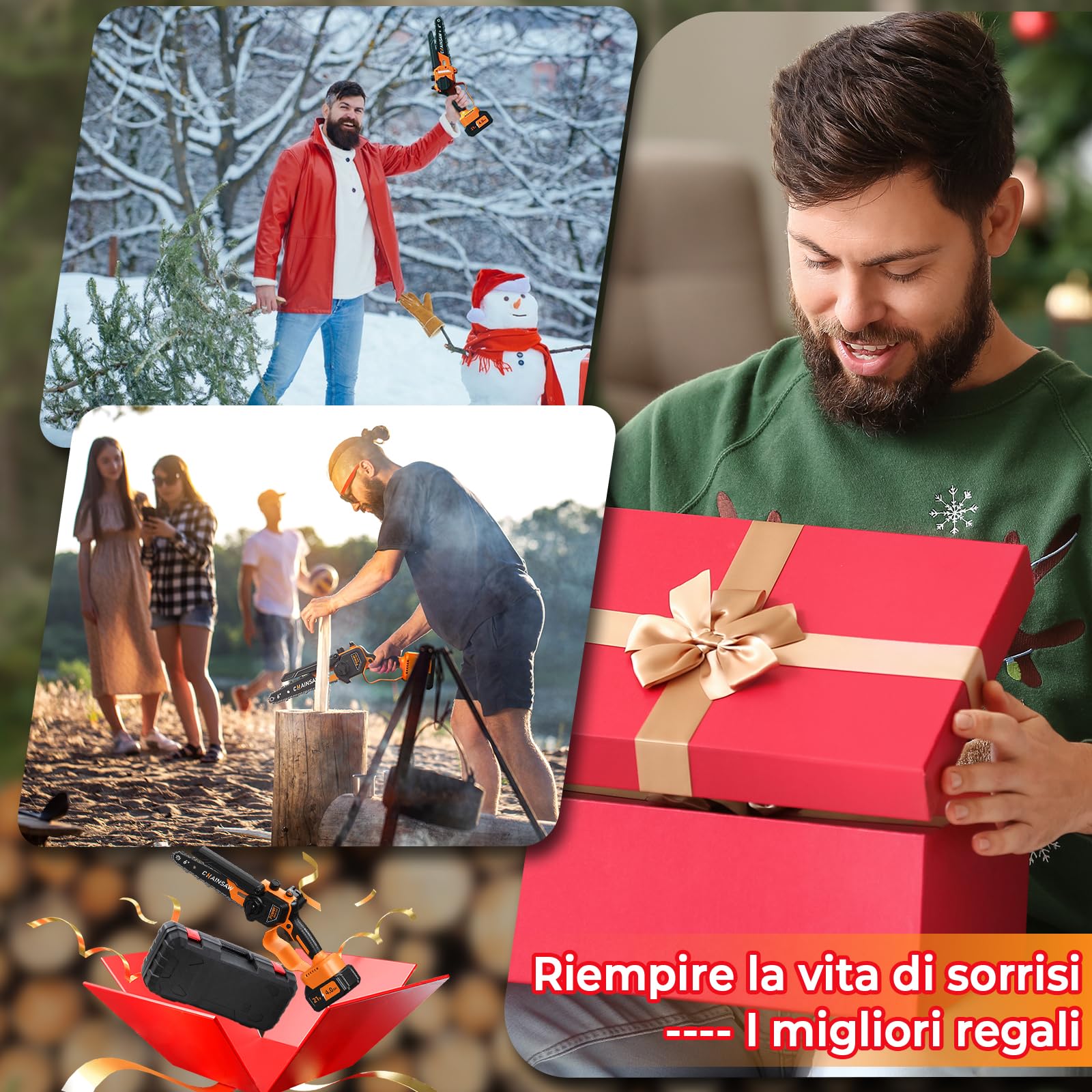 Mini Motosega a Batteria 6 Pollici, Mini Motosega Elettrica con 8000mAh Batterie, 1000W Blushless Sega a Batteria per Potatura, il Taglio Del Legno e Giardini, Elettrosega Compatibile con Makita 18V