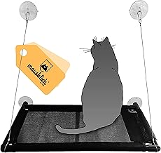 riijk Fenster Katzenhängematte für Katzen bis 23 kg, extra Stabiler Fensterliegeplatz für Katzen | Katzen Fensterliege | Katzenliege Fenster Platz für große Fenster