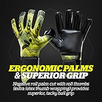 Vista 4 de Storelli - Guantes de portero Lightning, protección de mano de alto impacto con 5 espinas de dedo incorporadas, látex alemán New Basic