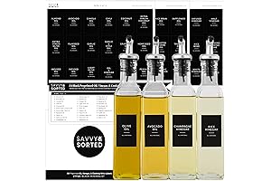 Black Oil Bottle Labels Stickers - Pantry Labels for Oil and Vinegar
