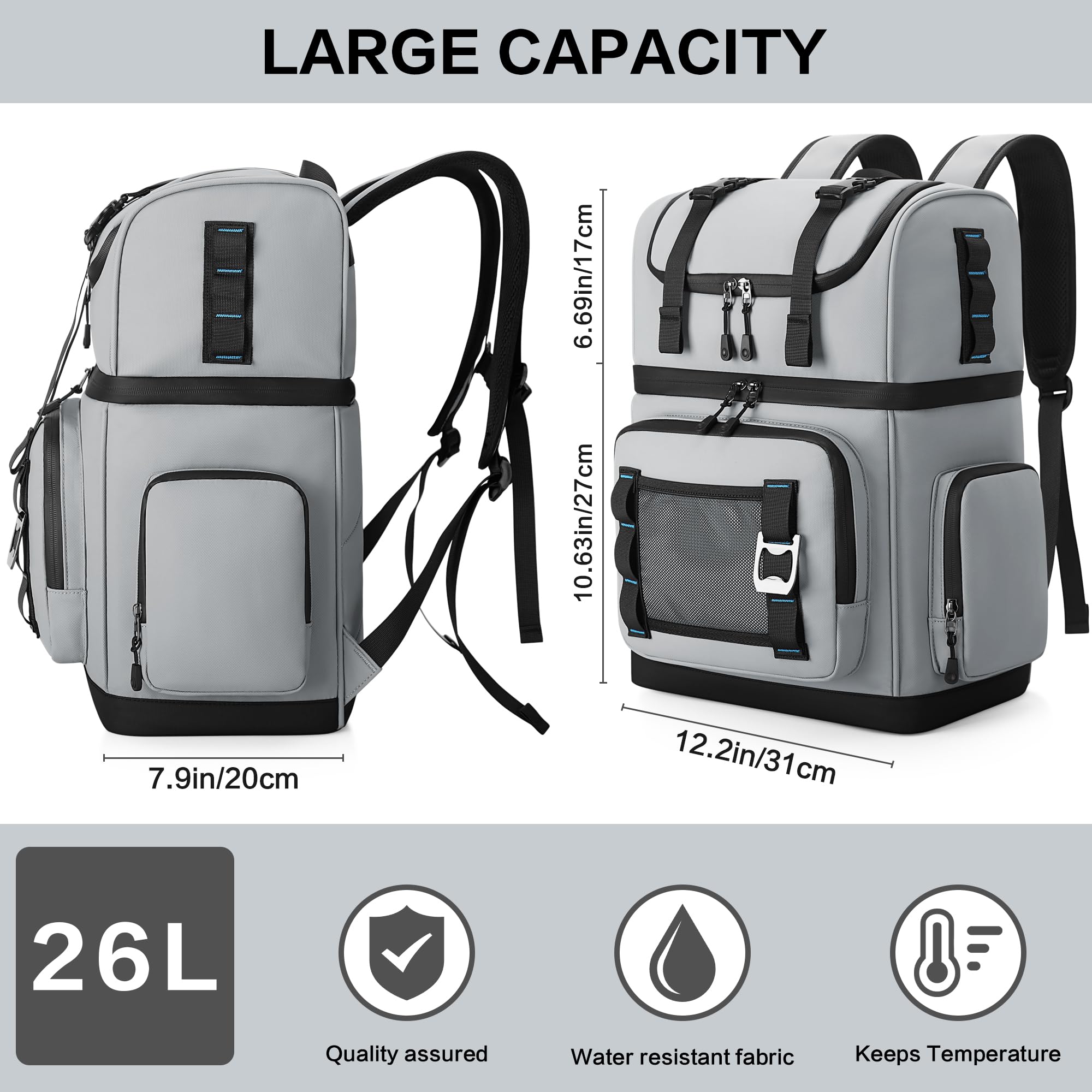 Mochila Nevera Isotermica Grande, Doble Capa Impermeable Mochila Termica, Bolsa Picnic A Prueba de Fugas