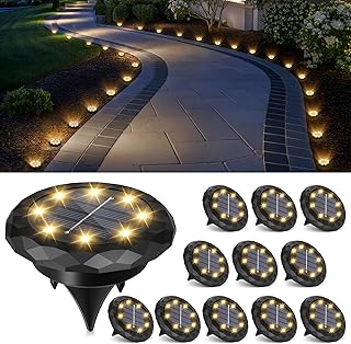 Solpex 12 Stück Solarlampen für Außen Garten, 8 LED Solar Bodenleuchten Aussen, IP65 Wasserdicht Gartenbeleuchtung, Terrassenbeleuchtung für Weg, Einfahrt, Pool, Garten, Hof (Warmweiß)