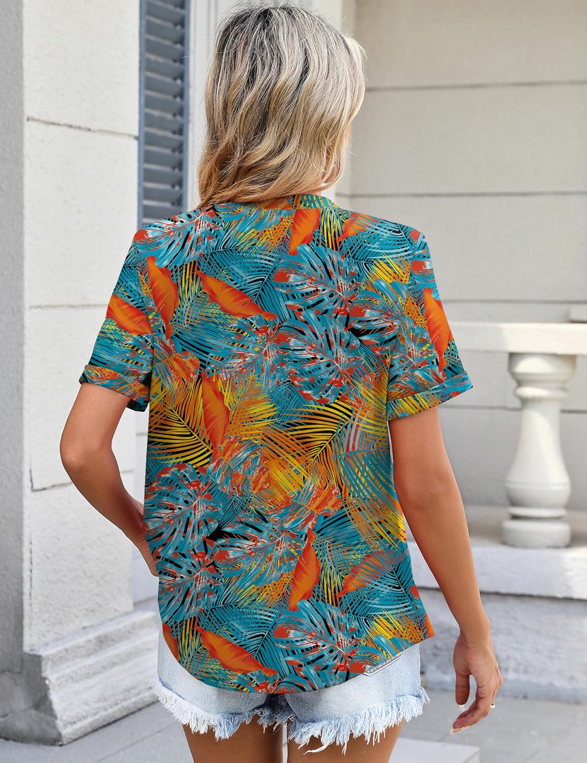 AKEWEI Womens Tops Short Sleeve Shirts for Women V Neck Business Casual Tunic Spring Fashion Clothes 2026 - Image 4