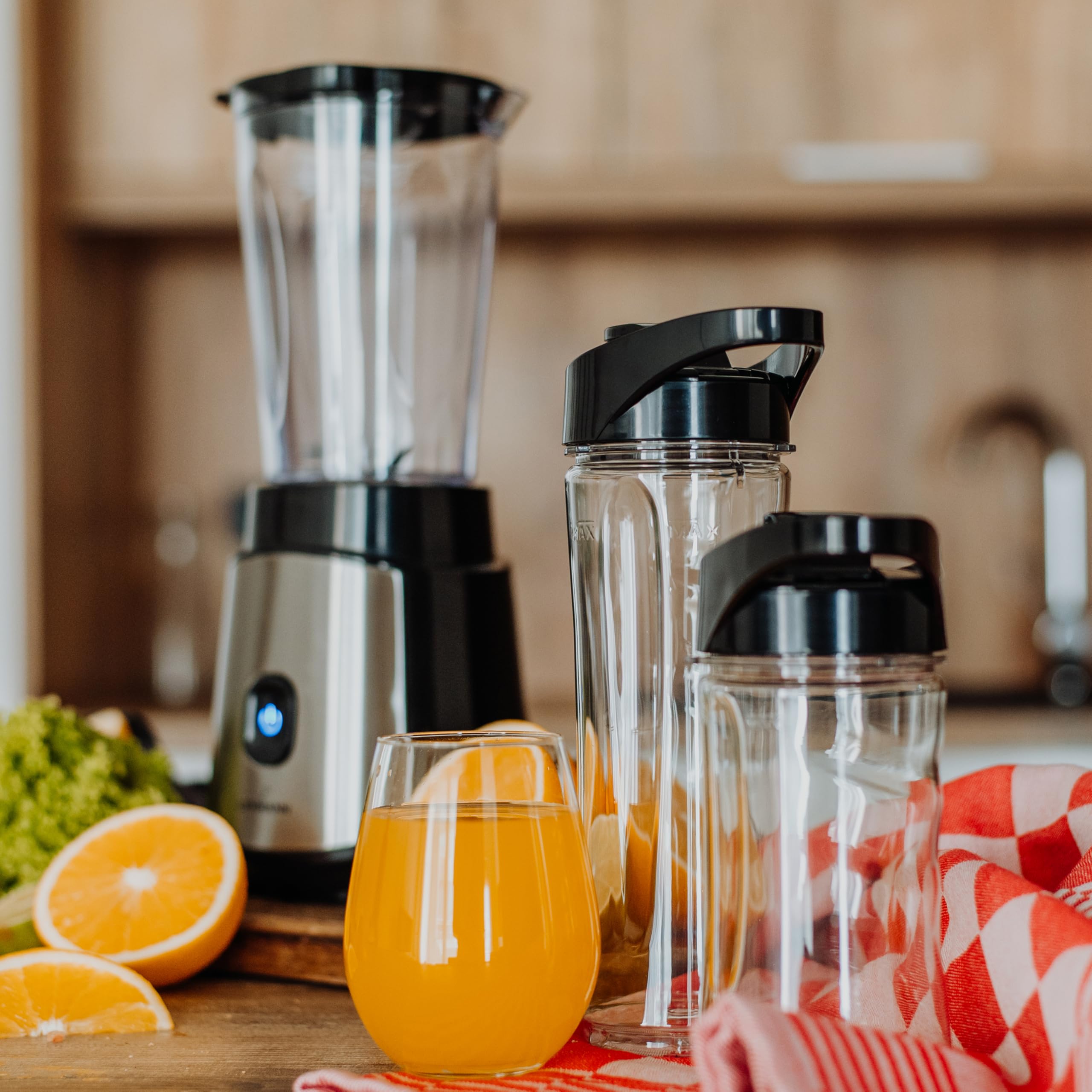 LEHMANN Blender Mixeur Smoothie 1200W, Mini Blender 1L avec 2 Bouteilles BPA-Free Portables de 570 ml et 400 ml pour Jus, Smoothies et Milkshake, Facile à Nettoyer, Système à 4 Lames