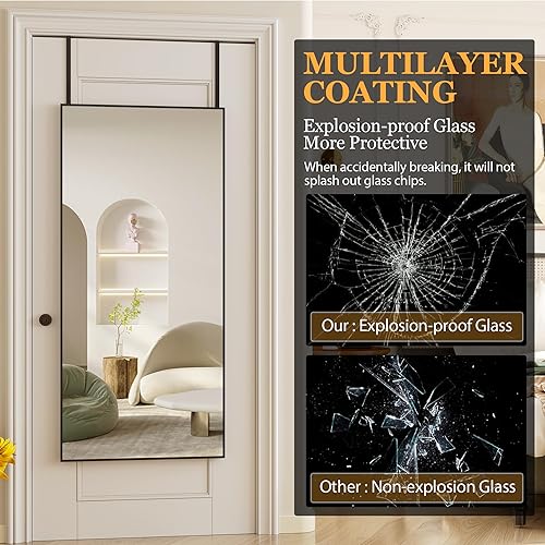 Miniatura 5 de Vlsrka Espejo de longitud completa con luces, espejo LED, 63 x 20 pulgadas, espejo de cuerpo completo, espejo de pie, espejo montado en la pared,